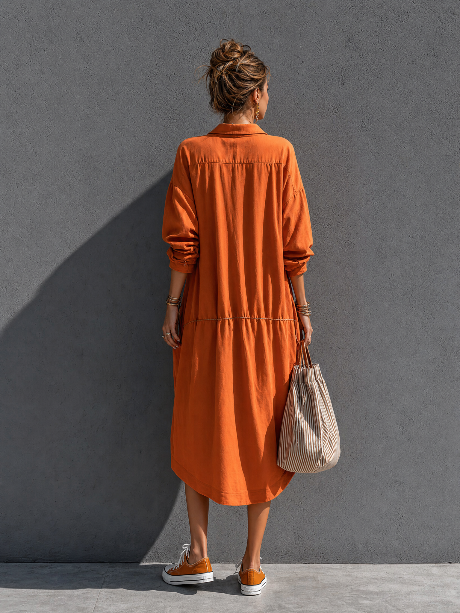 Trendé™ | Wilma Baumwollmix-Midikleid mit Kordelzug und betonter Taille