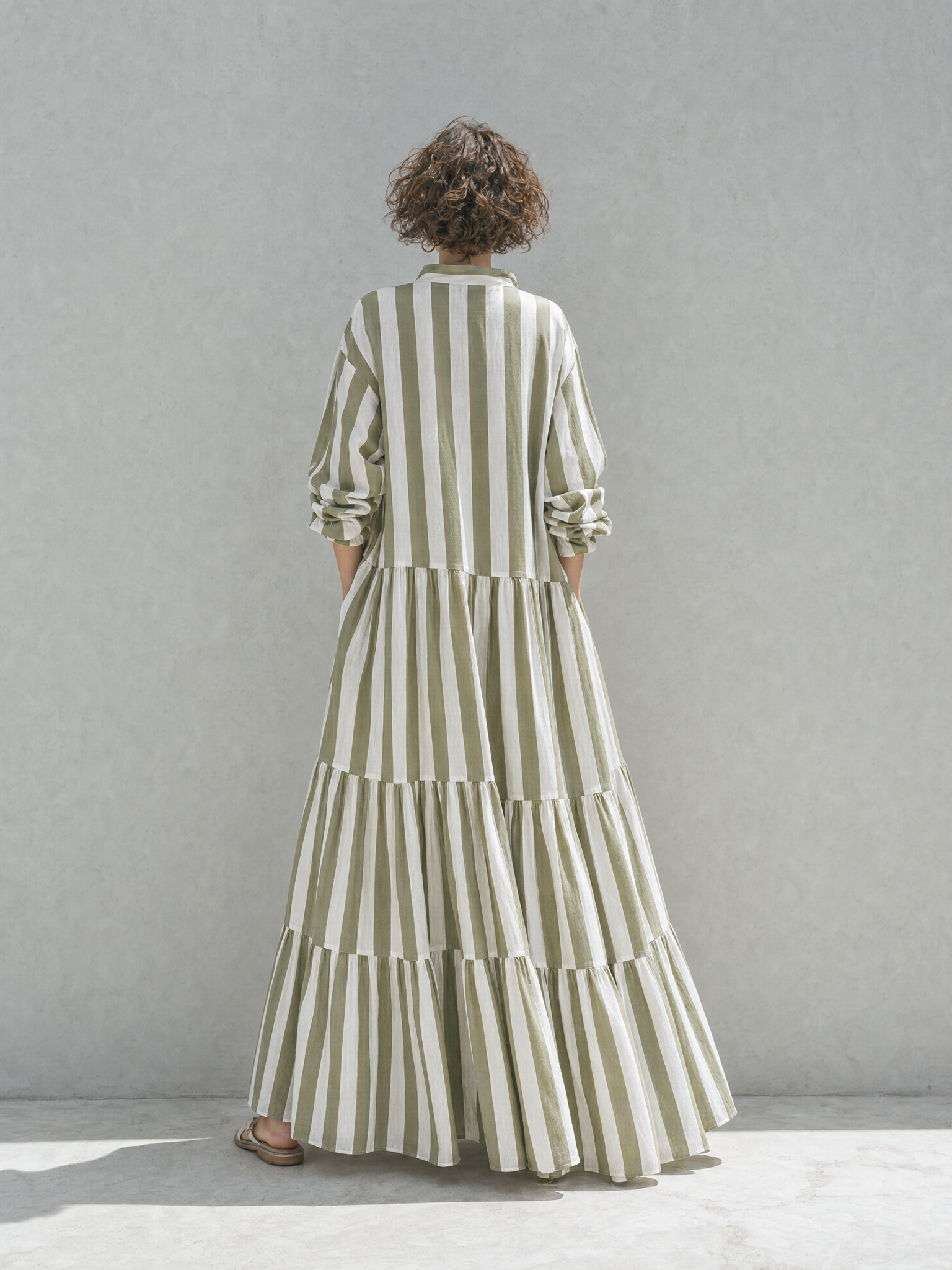 Trendé™ | Ivette Baumwoll-Maxikleid mit Streifenmuster und Reissverschluss