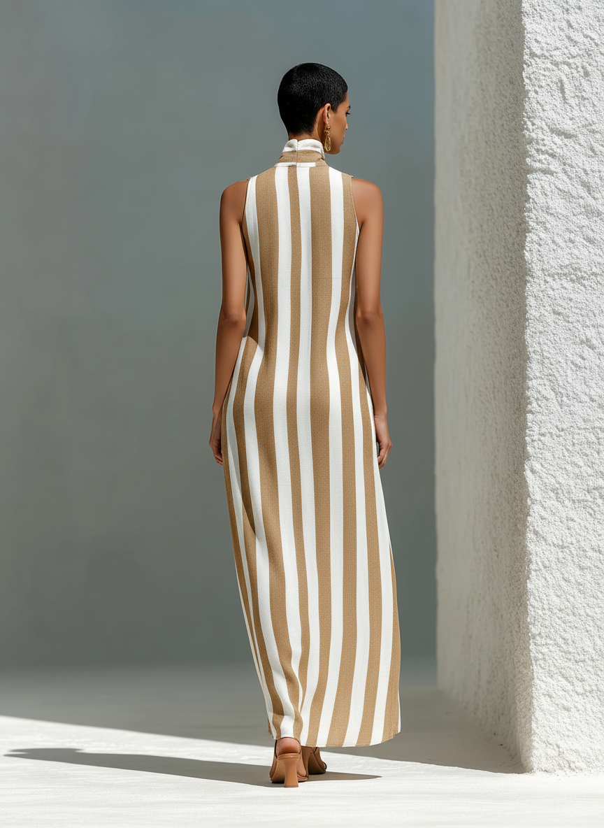 Trendé™ | Giorgia Maxikleid mit V-Ausschnitt und Stehkragen