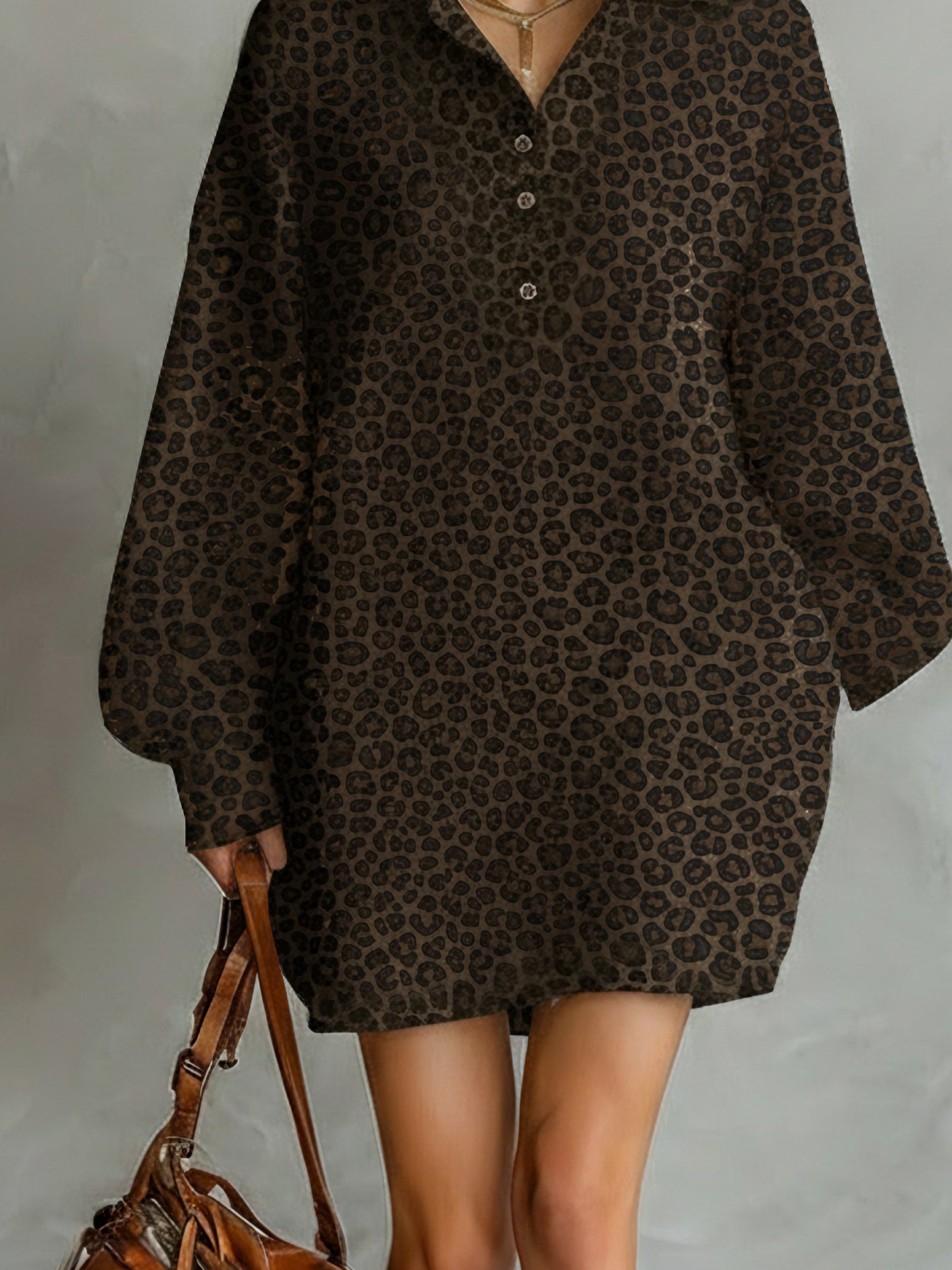 Trendé™ | Feline Maxikleid mit langen Ärmeln und Print