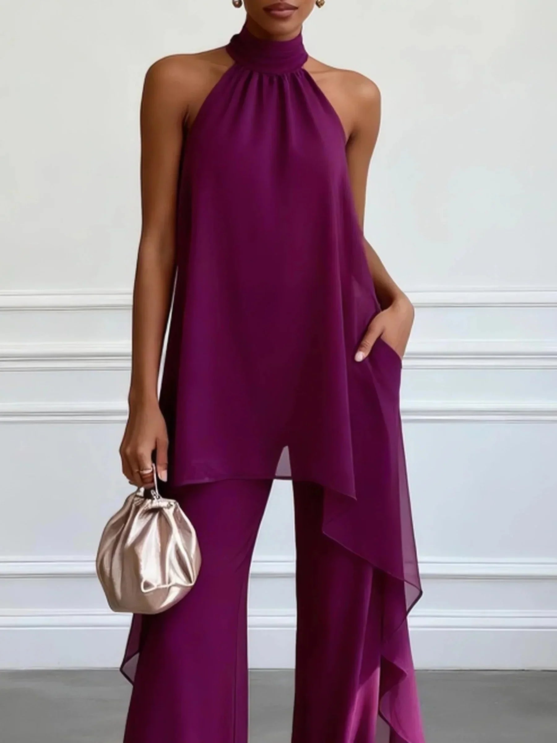 Trendé™ | Viola Elegantes Neckholder-Set mit Hose