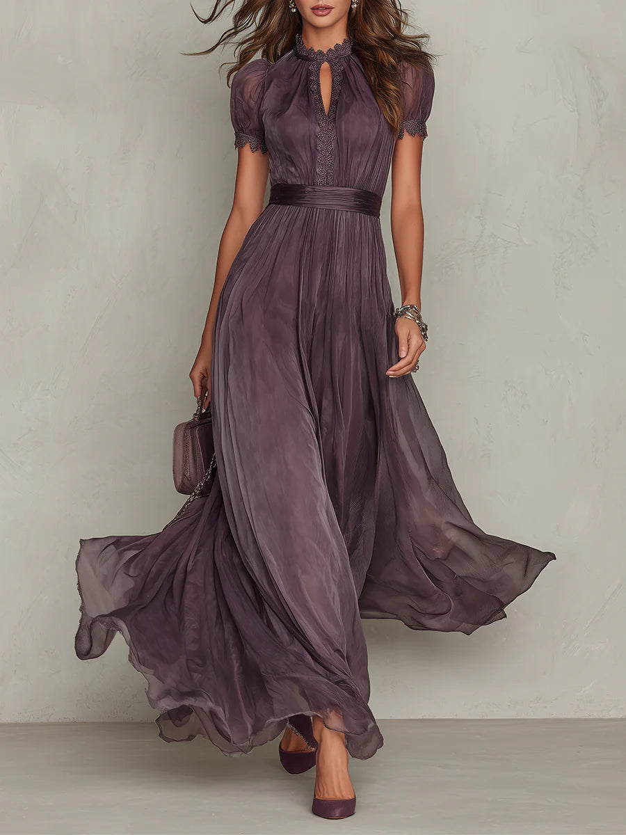 Trendé™ | Ambre Langes Kleid mit Chiffon-Spitze