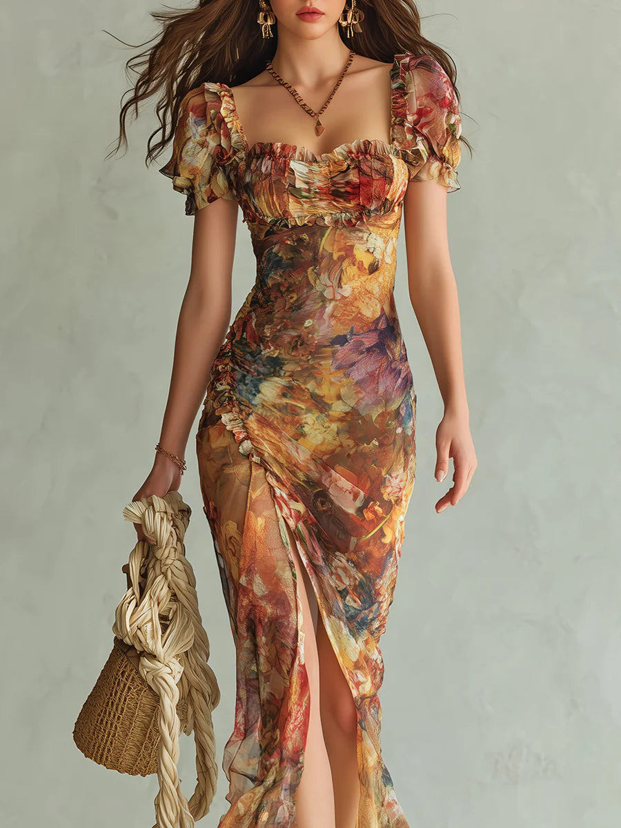 Trendé™ | Soraya Chiffon-Maxikleid mit Boho-Print
