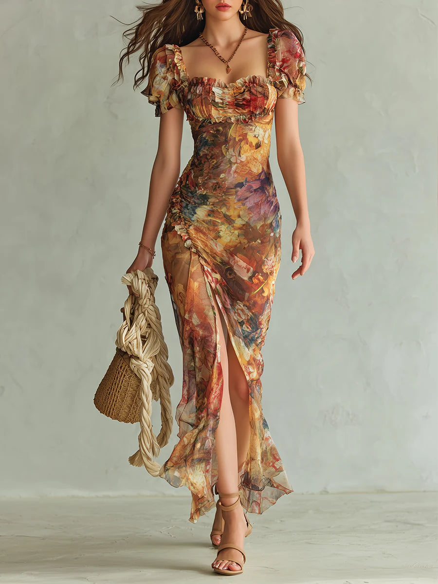Trendé™ | Soraya Chiffon-Maxikleid mit Boho-Print