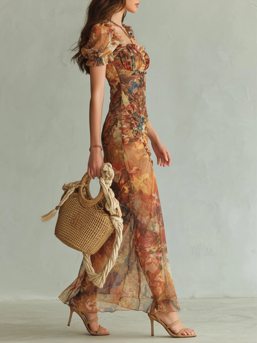 Trendé™ | Soraya Chiffon-Maxikleid mit Boho-Print