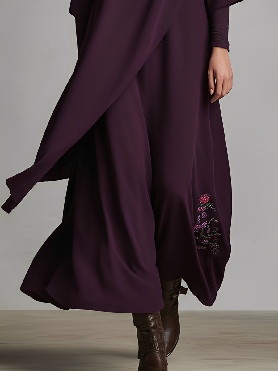 Trendé™ | Zoe Baumwollmix-Maxikleid mit Rollkragen und Stickerei