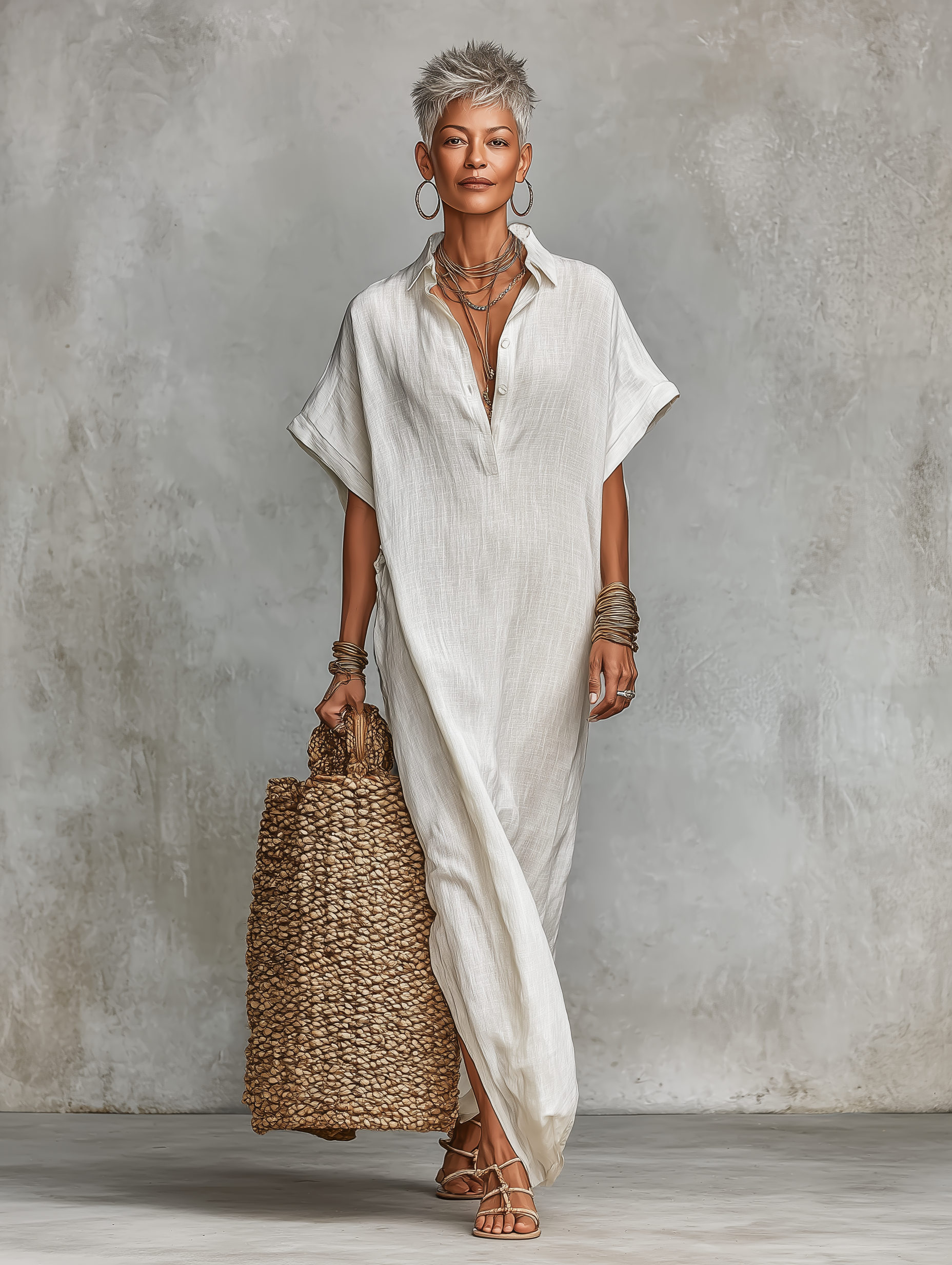 Trendé™ | Paloma Maxikleid mit lockerer Passform und minimalistischem Stil