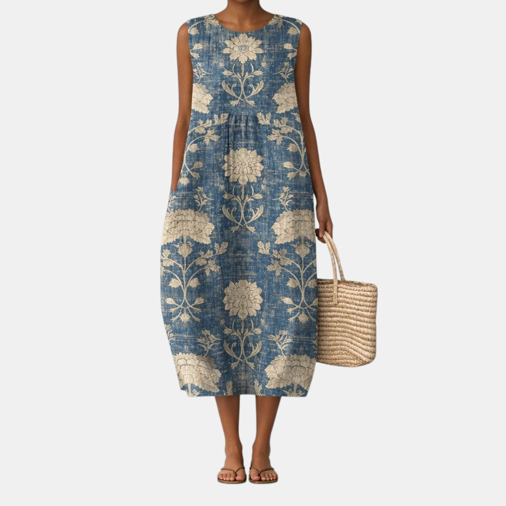Trendé™ | Alberte Klassisches Midi-Kleid mit Blumenmuster