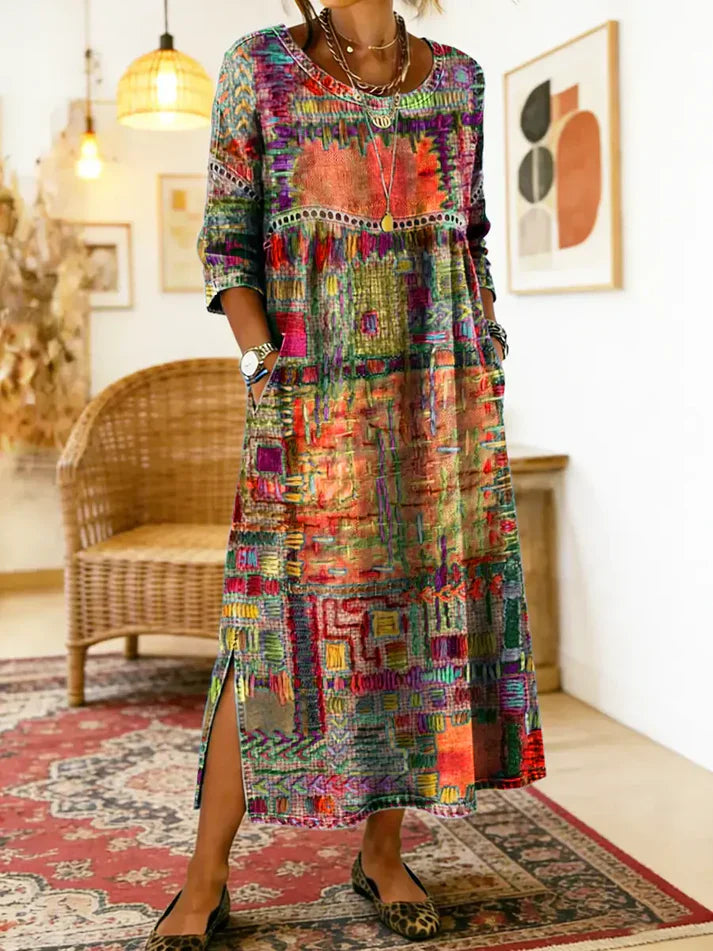Elegantes Kleid mit ethnischem Patchwork