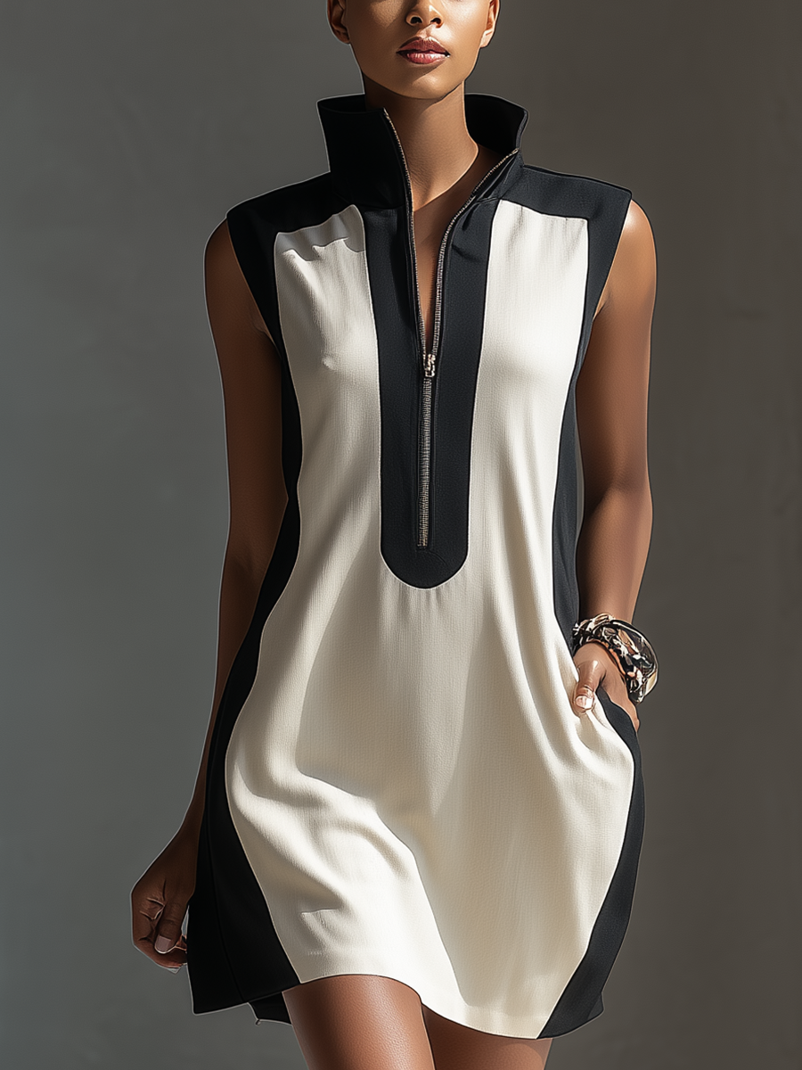 Trendé™ | Anja Minikleid mit Stehkragen und Colorblock-Design