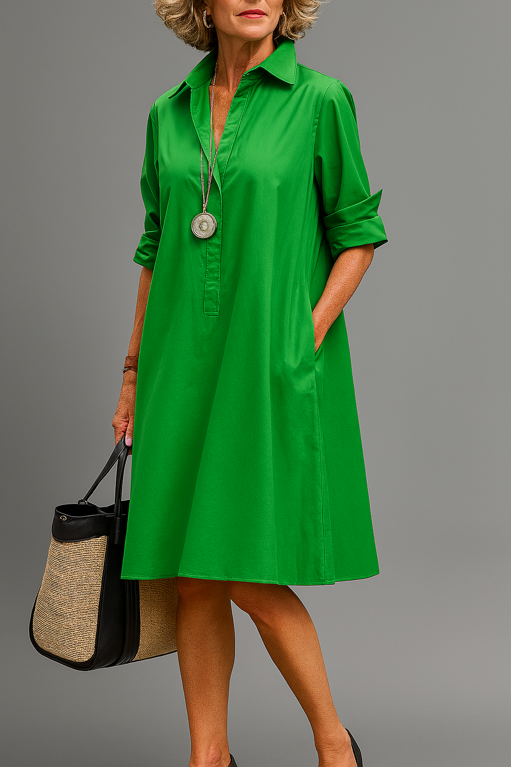 Trendé™ | Riley Raffiniertes Midi-Kleid in Grün