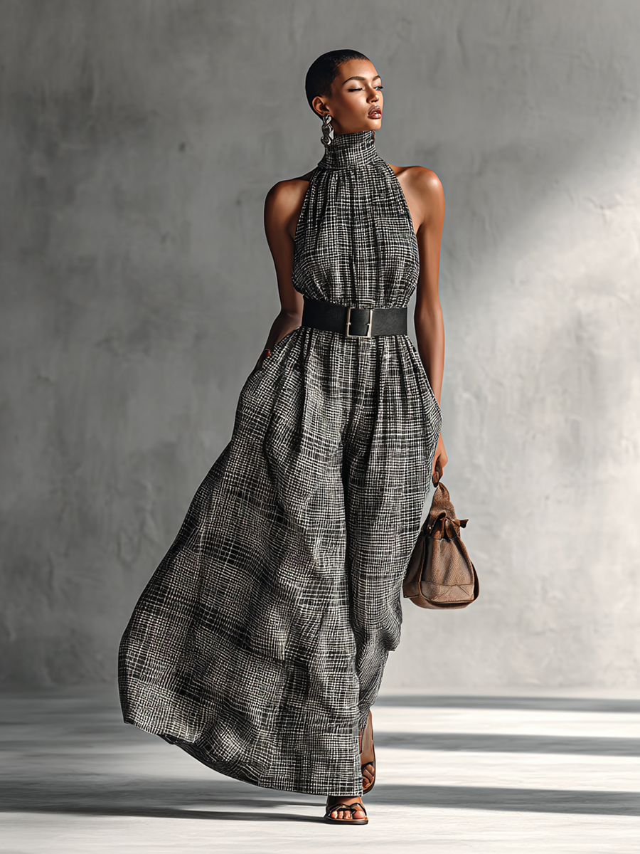 Trendé™ | Mina Maxikleid mit ärmellosem Schnitt und Gürtel