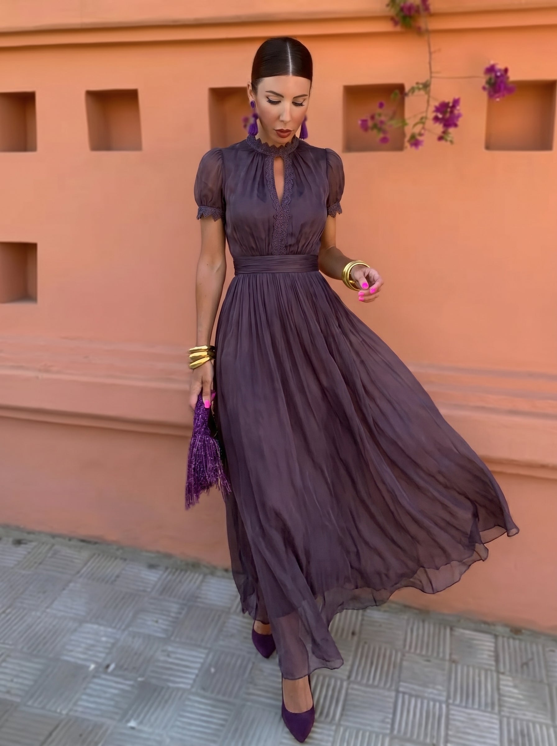 Trendé™ | Ashley Langes Chiffonkleid im Vintage-Stil