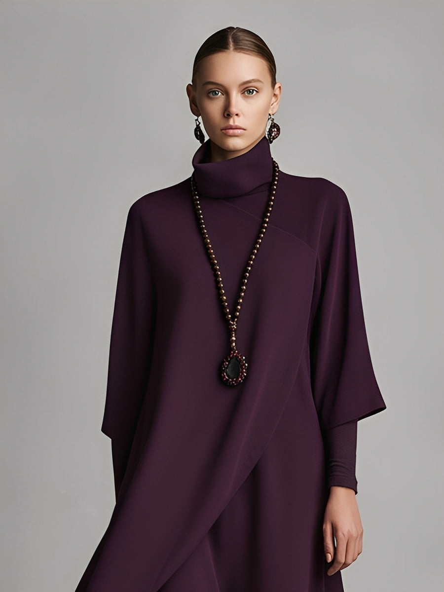 Trendé™ | Zoe Baumwollmix-Maxikleid mit Rollkragen und Stickerei