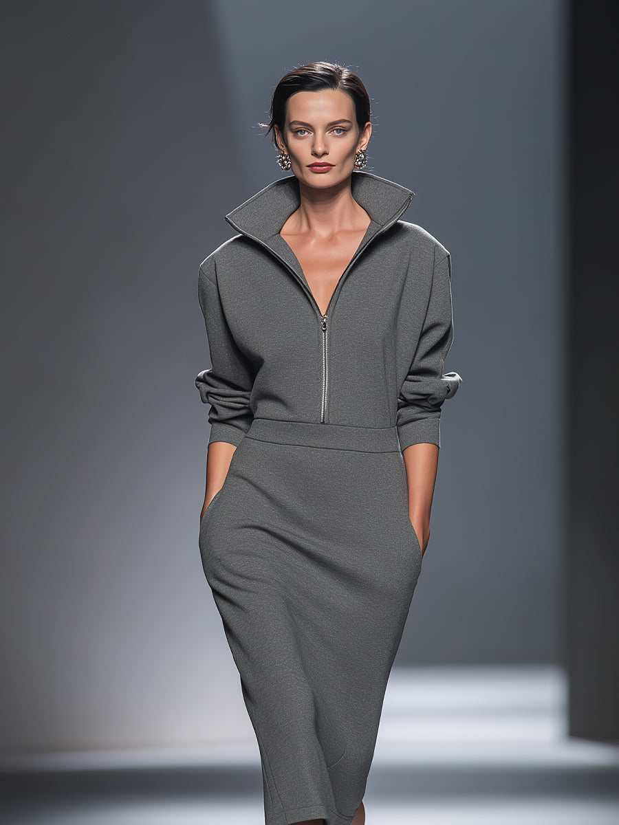 Trendé™ | Beatrice Baumwoll-Midikleid mit Reissverschluss