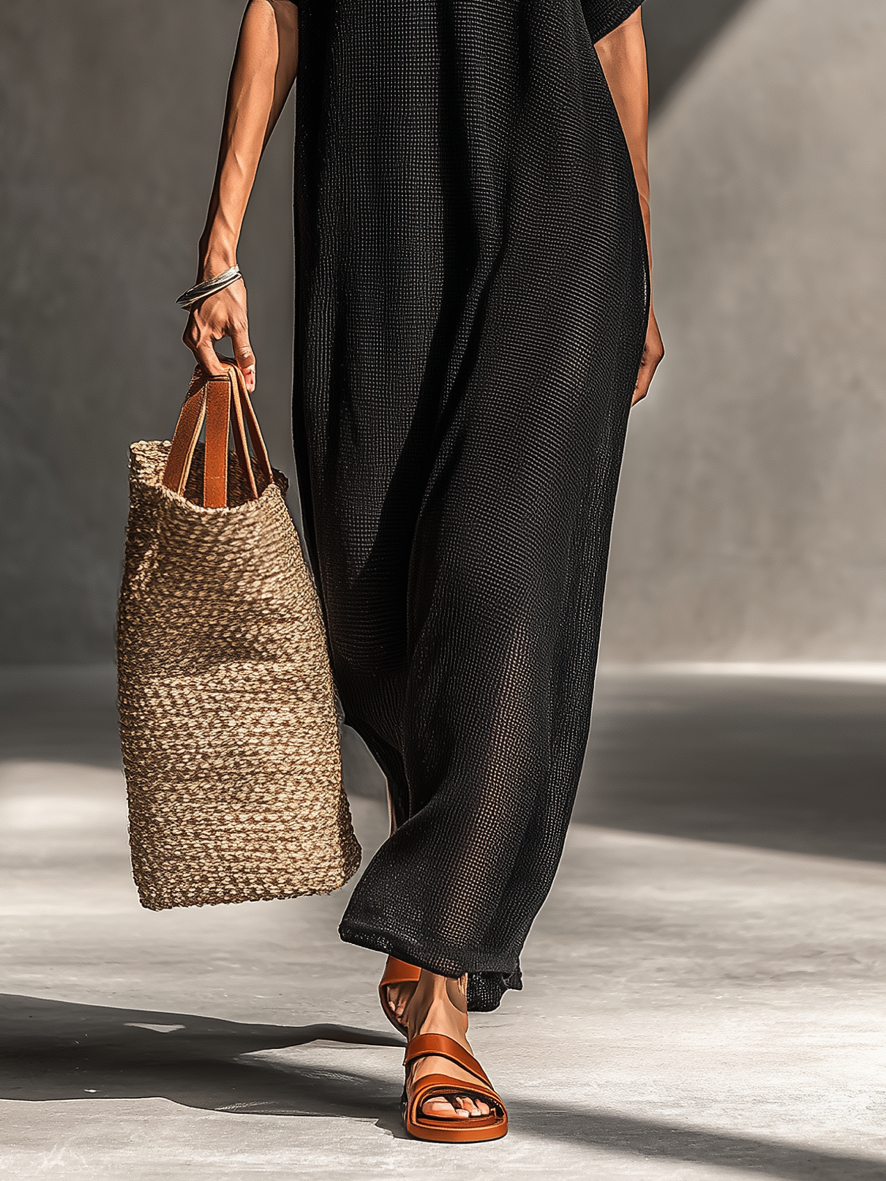 Trendé™ | Zara Strick-Maxikleid mit kurzen Ärmeln und minimalistischem Stil