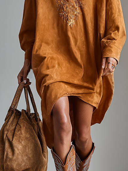 Trendé™ | Dorina Midikleid mit V-Ausschnitt und langen Ärmeln