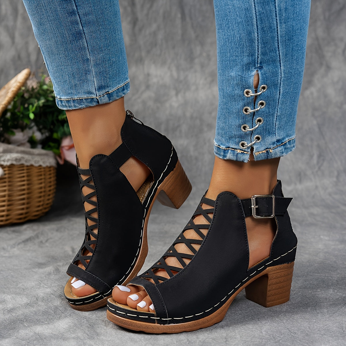 Trendé™ | Selin Sandalen mit geflochtenem Absatz