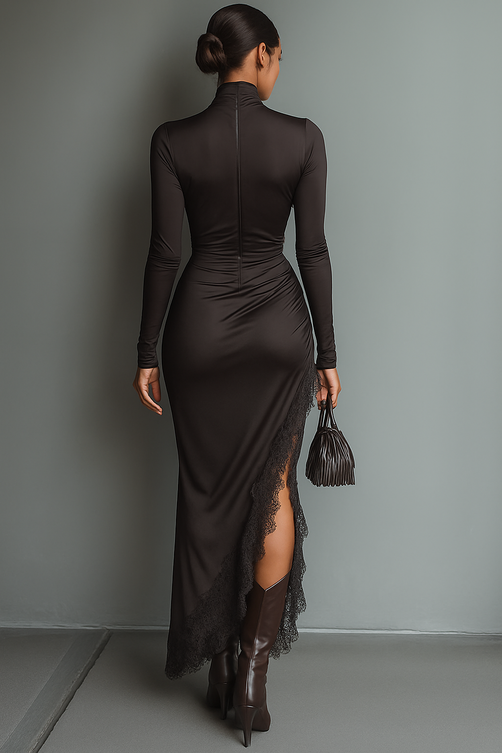 Trendé™ | Belinda Satin-Maxikleid mit Spitzendetails