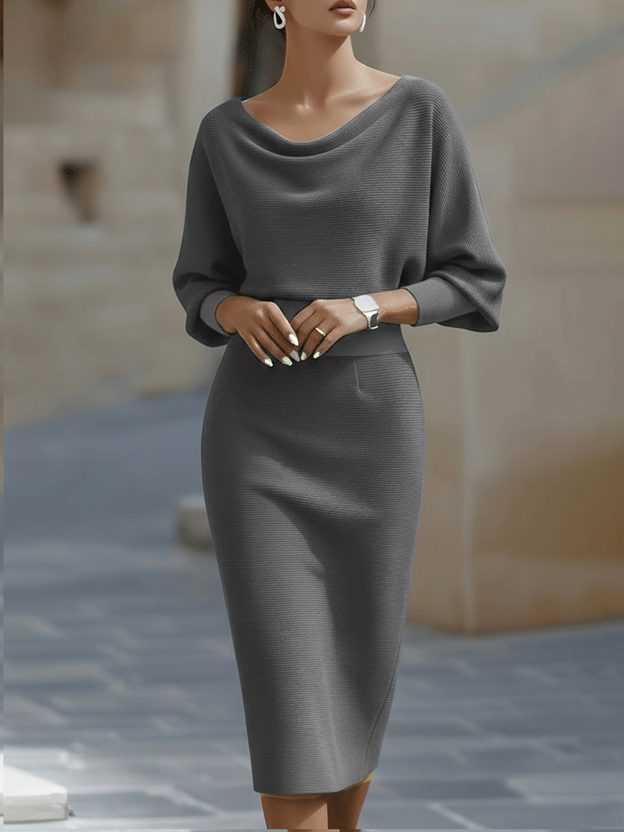 Trendé™ | Amalia Drapiertes Midi-Etuikleid