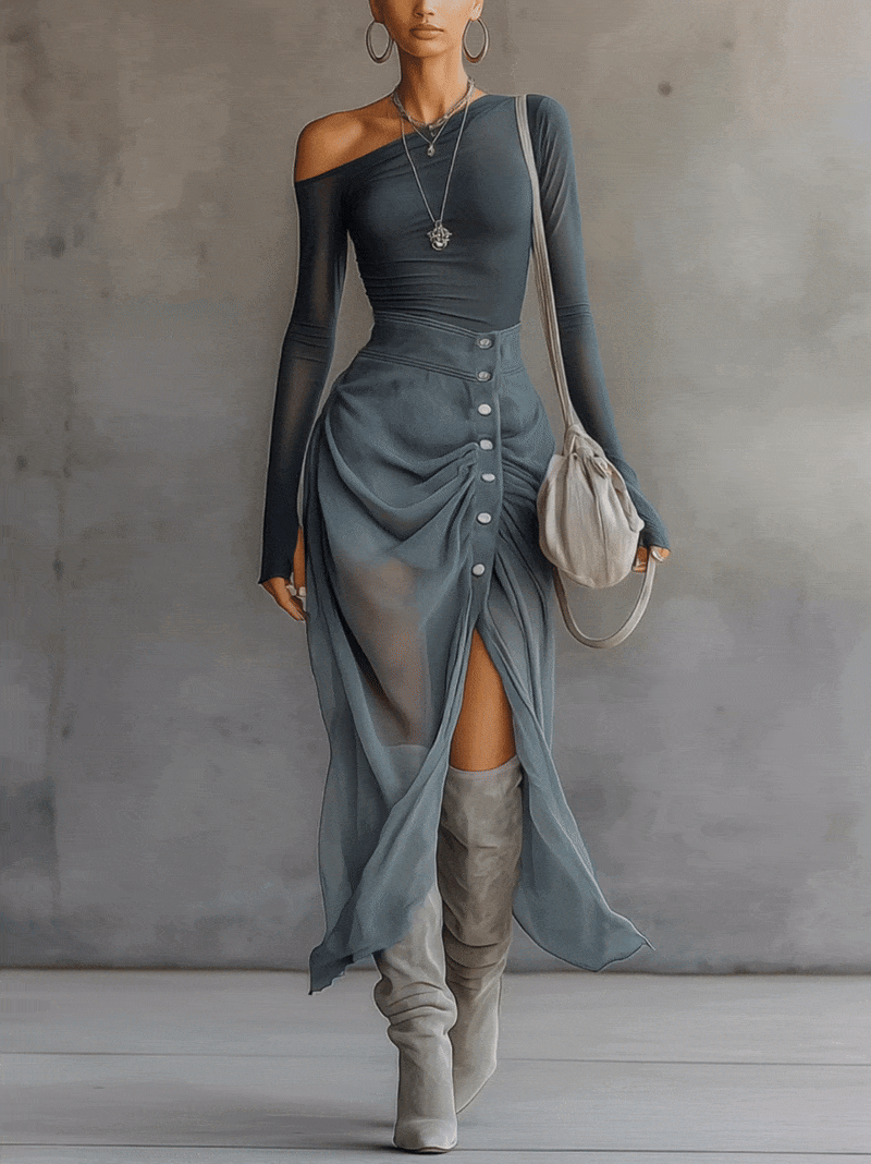 Trendé™ | Saria Asymmetrisches Set mit Ausschnittdetails