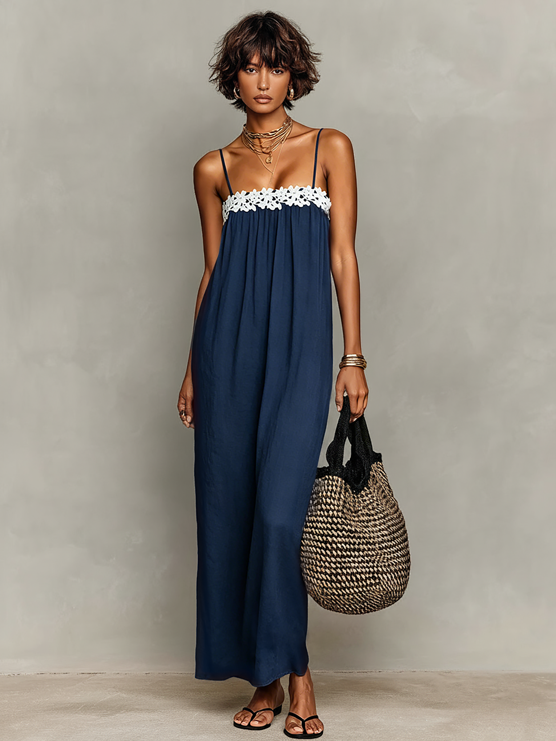 Trendé™ | Fabia Leinenmix-Maxikleid mit schulterfreiem Schnitt und Spaghettiträgern