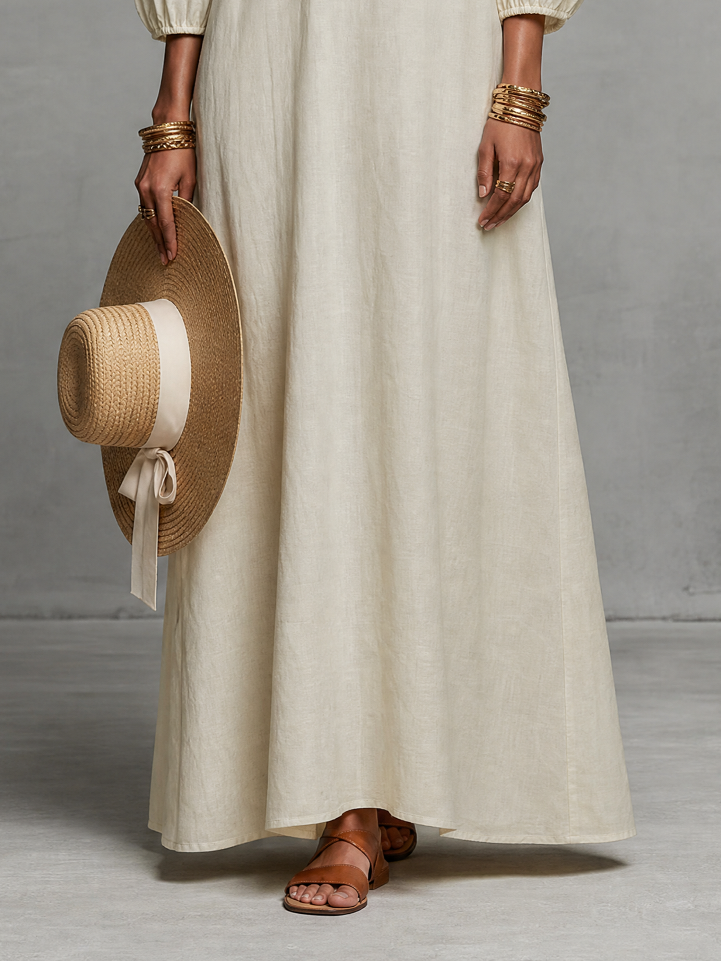 Trendé™ | Selina Maxikleid mit Off-Shoulder-Schnitt und Stickerei
