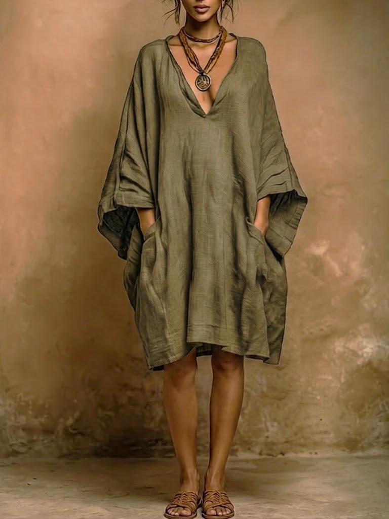 Trendé™ | Fiorella Leinen-Baumwoll-Kleid mit entspannter Eleganz