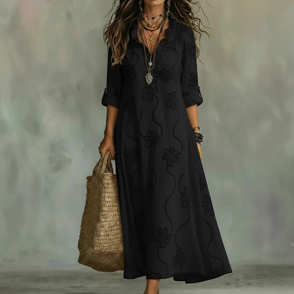 Máriam – Maxikleid mit tonalem Blumenmuster