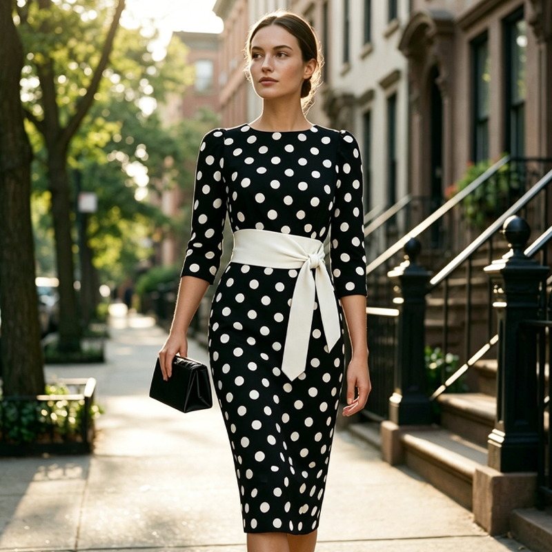 Trendé™ | Elsbeth Elegantes Retro-Kleid mit Punkten