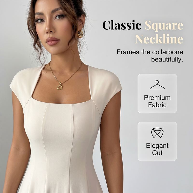 Trendé™ | Aurelia A-Linien-Maxikleid mit Karree-Ausschnitt