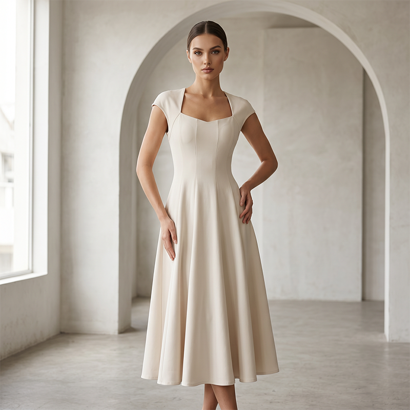 Trendé™ | Aurelia A-Linien-Maxikleid mit Karree-Ausschnitt