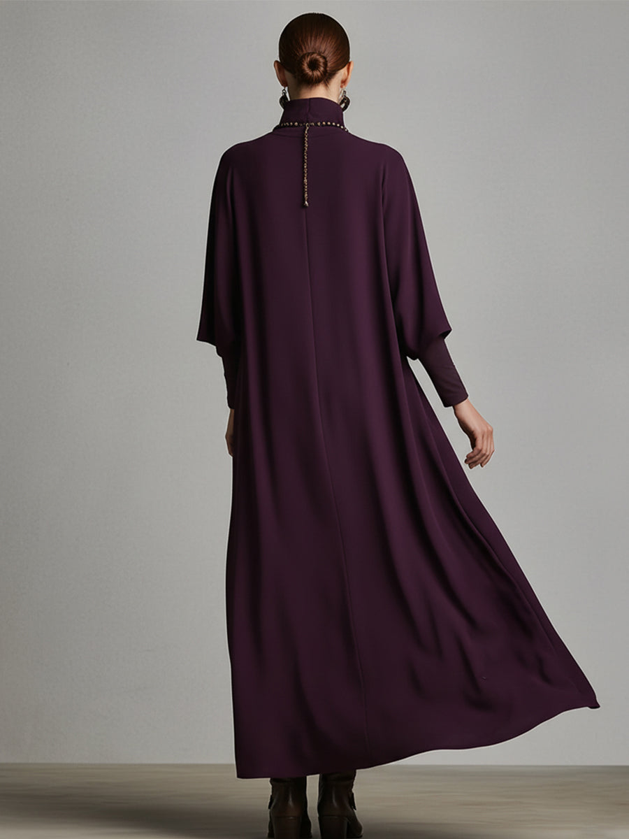 Trendé™ | Zoe Baumwollmix-Maxikleid mit Rollkragen und Stickerei