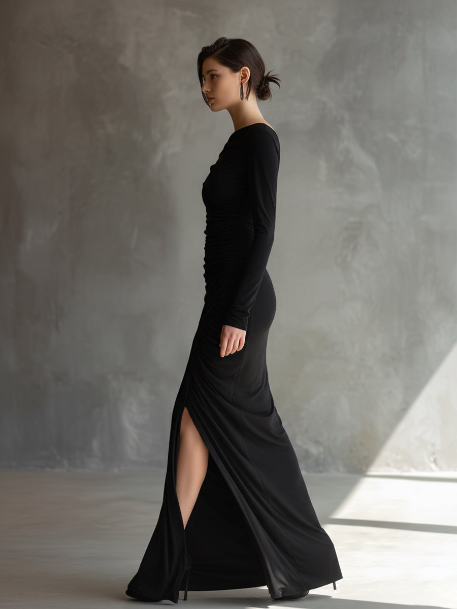 Trendé™ | Elodie Jersey-Maxikleid mit Schlitz und Raffungen