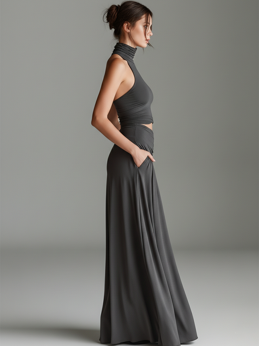 Trendé™ | Aisha Strick-Minikleid mit Neckholder-Ausschnitt und Rollkragen