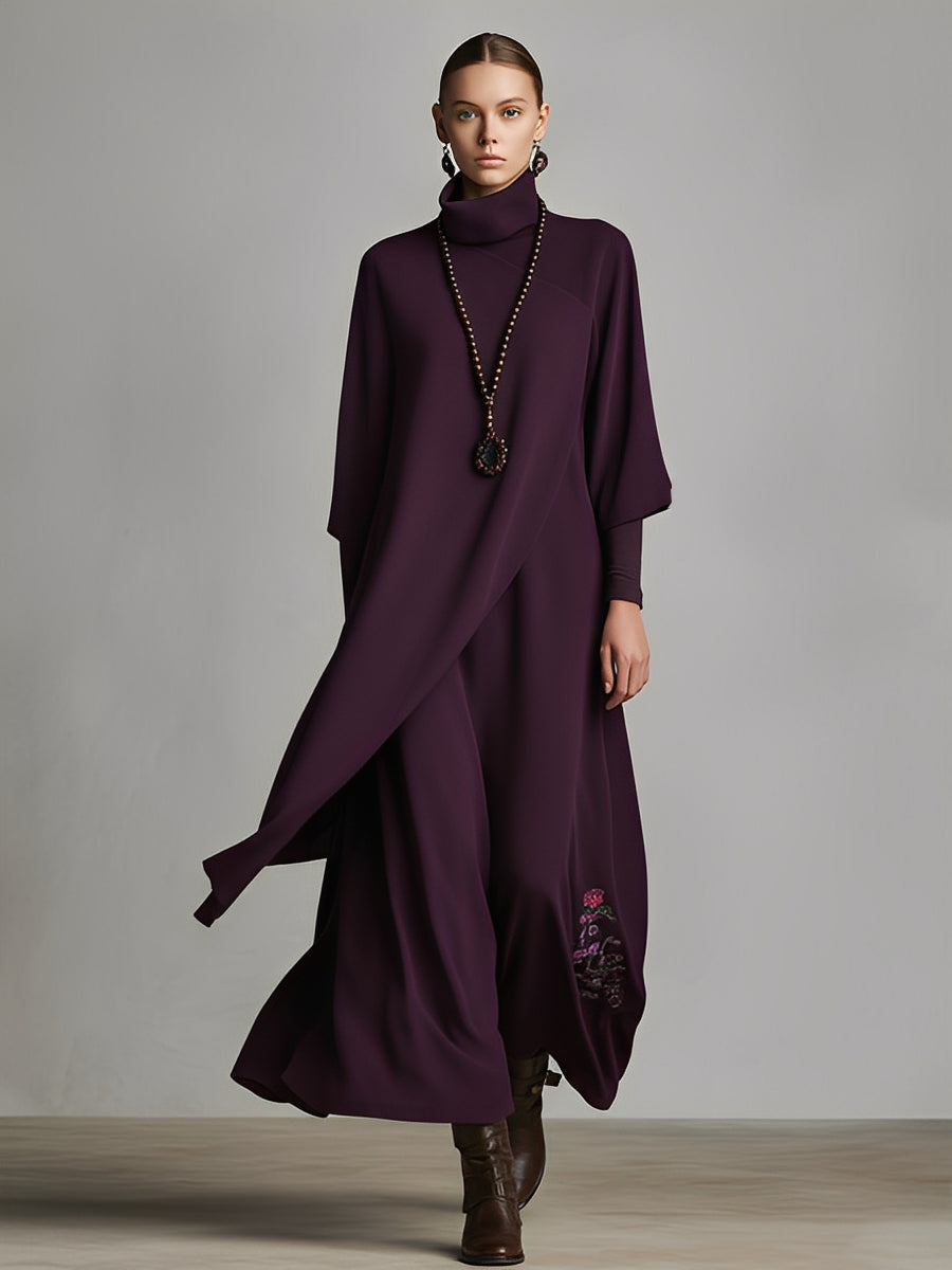 Trendé™ | Zoe Baumwollmix-Maxikleid mit Rollkragen und Stickerei