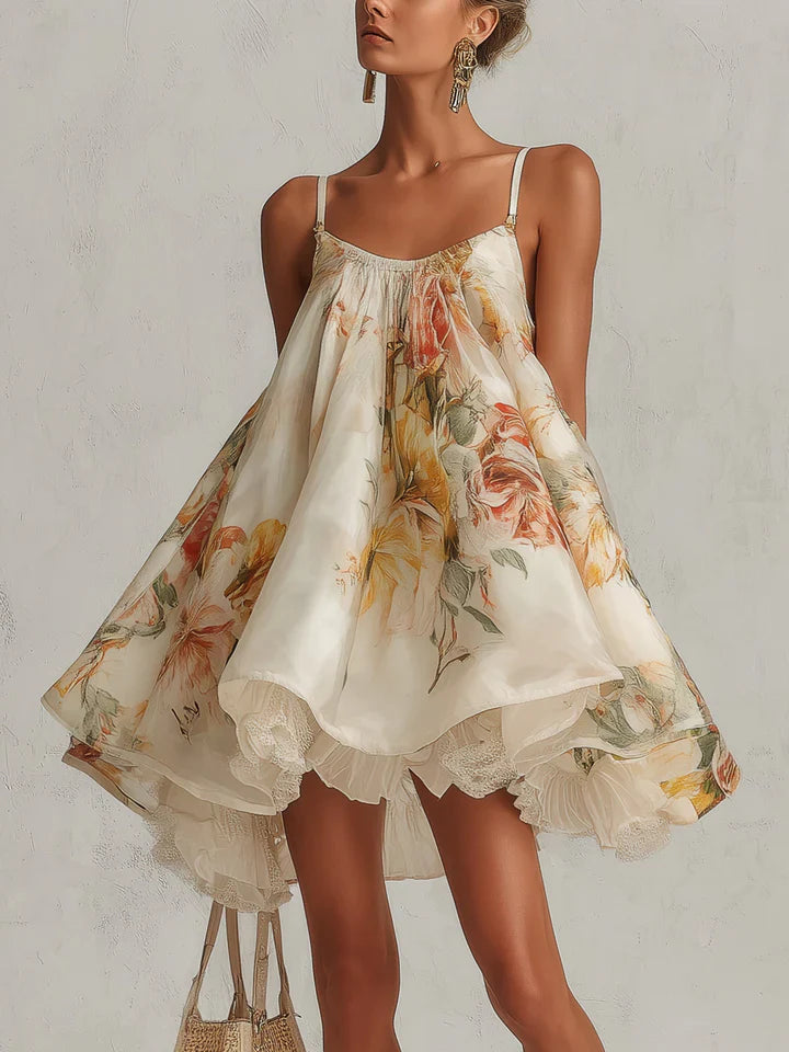 Trendé™ | Liliana Kurzes A-Linien-Kleid aus beiger Organza