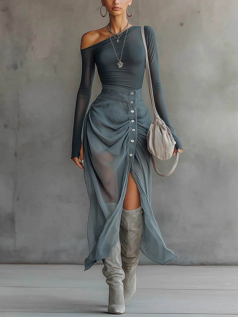 Trendé™ | Saria Asymmetrisches Set mit Ausschnittdetails