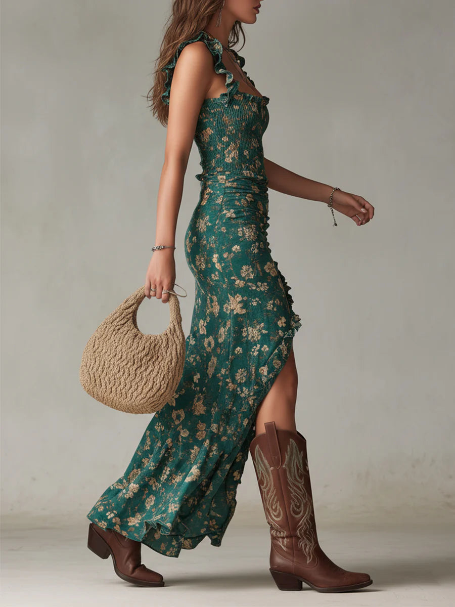 Trendé™ | Bianca Boho-Blumenkleid mit ausdrucksstarkem Print