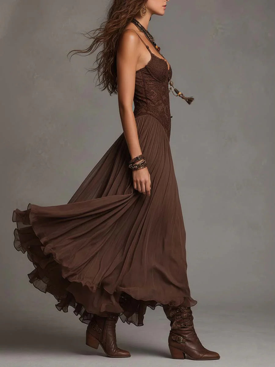 Trendé™ | Dalia Chiffon-Maxikleid mit Spitzeneinsätzen