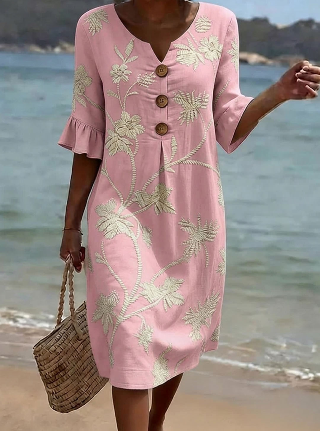Trendé™ | Maja Geblümtes Sommerkleid mit Knöpfen