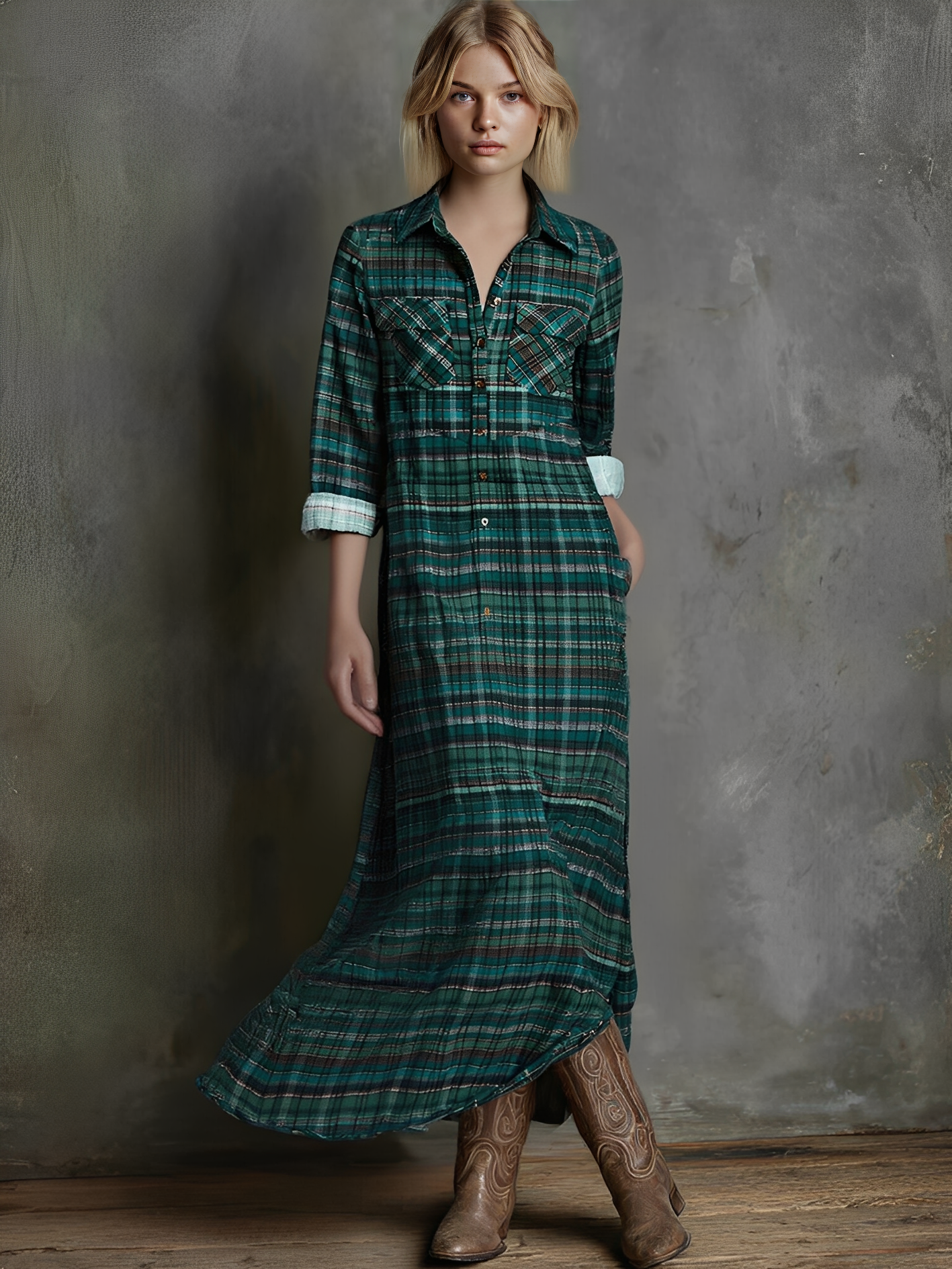 Trendé™ | Ariane Maxikleid mit langen Ärmeln und Print