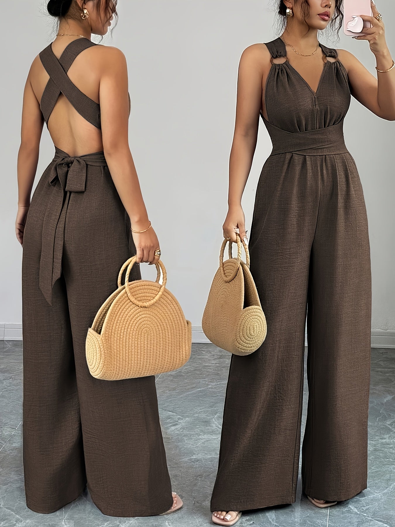Trendé™ | Emily Eleganter Jumpsuit aus Leinen und Baumwolle