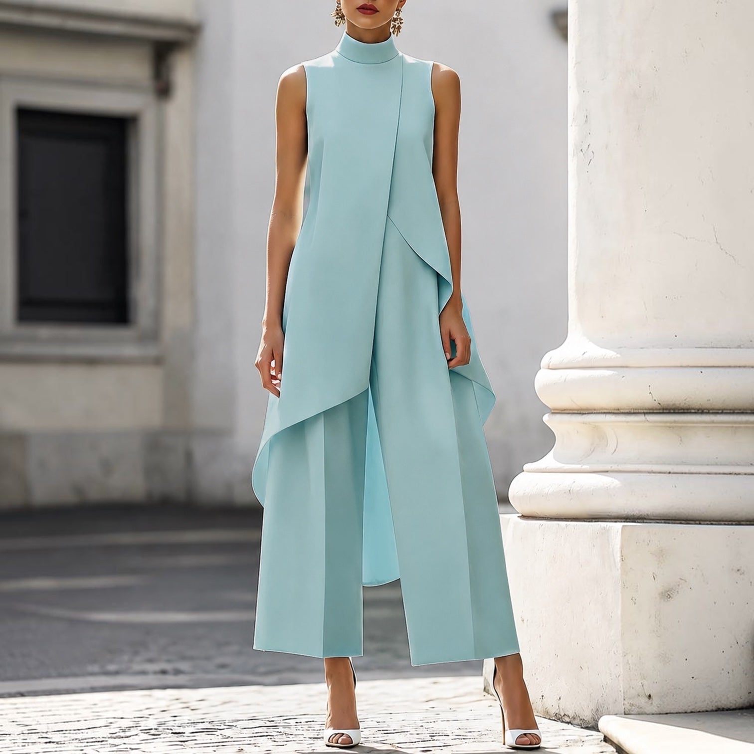 Trendé™ | Martina Elegantes ärmelloses Set mit weitem Bein