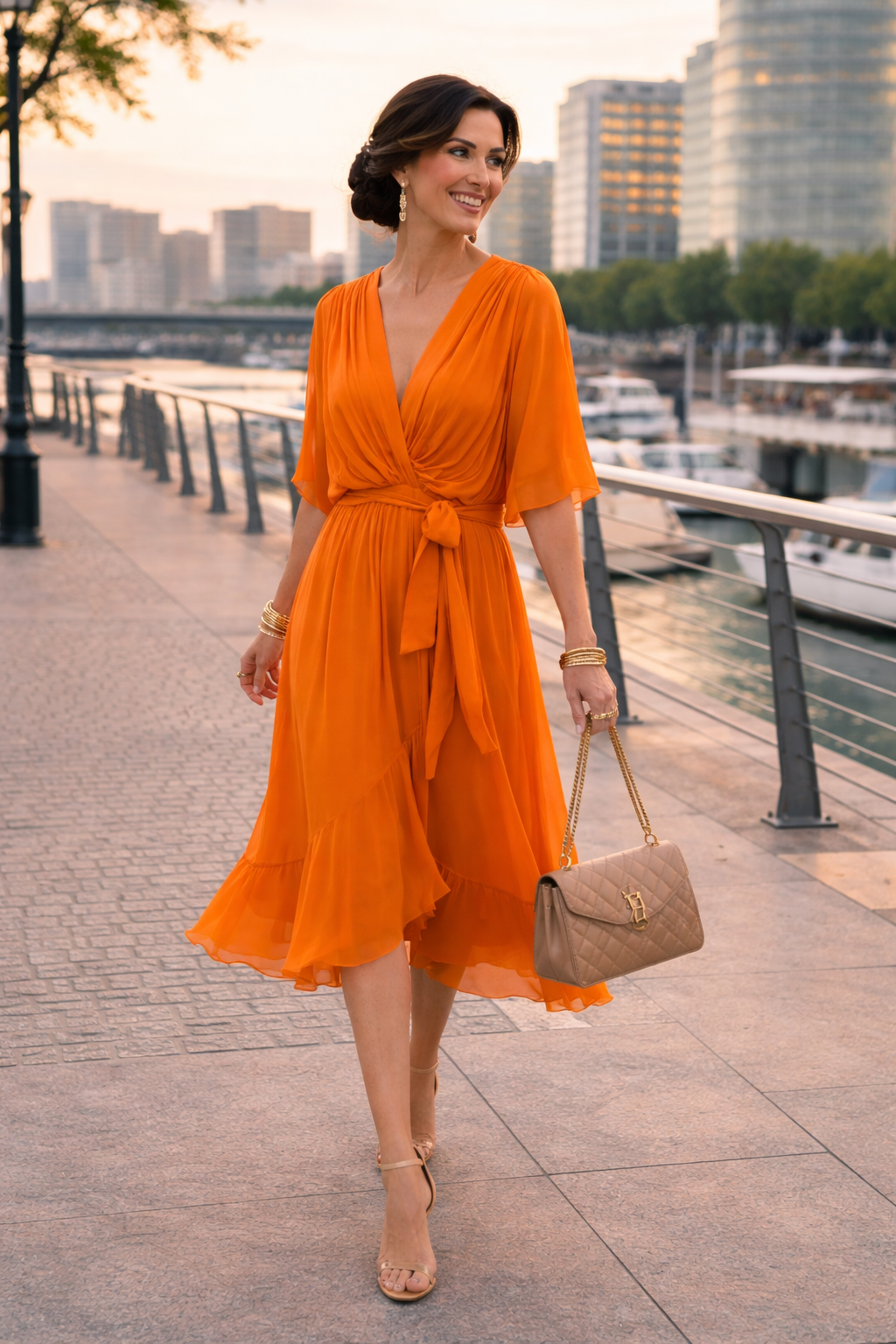 Trendé™ | Laura Chiffon-Sommerkleid mit V-Ausschnitt