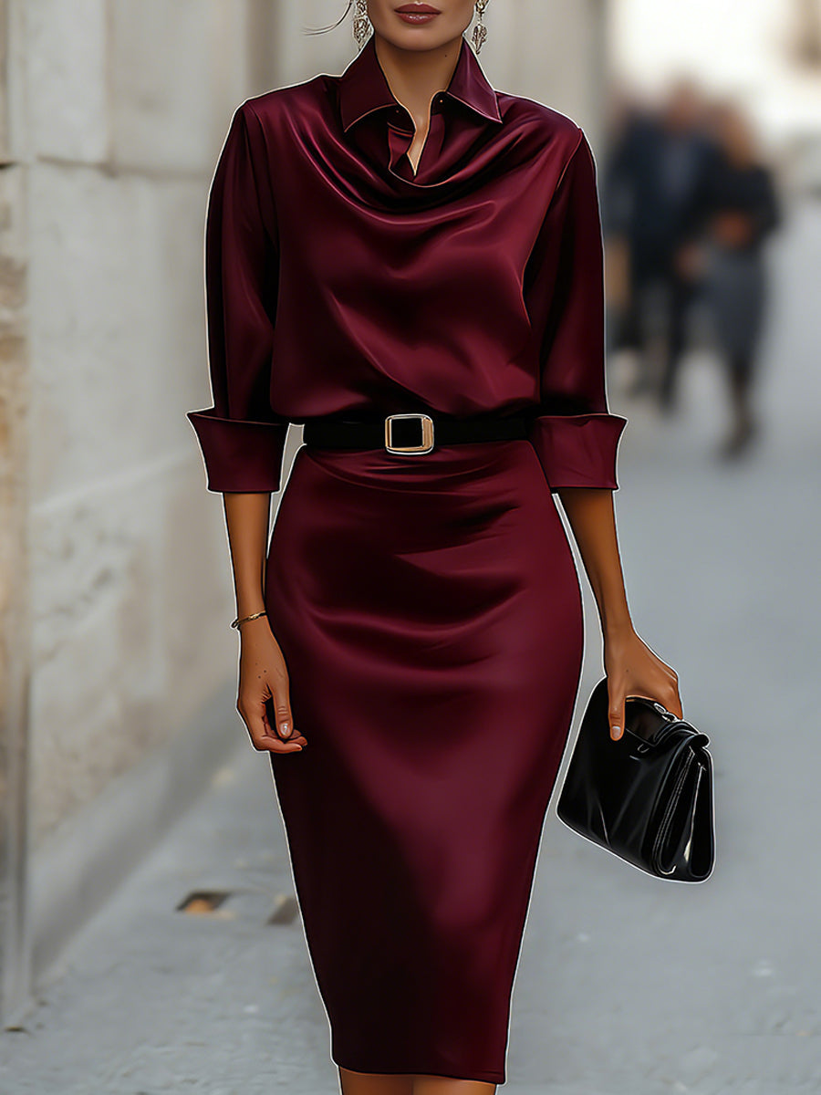 Trendé™ | Aurelia Elegantes Midi-Satinkleid