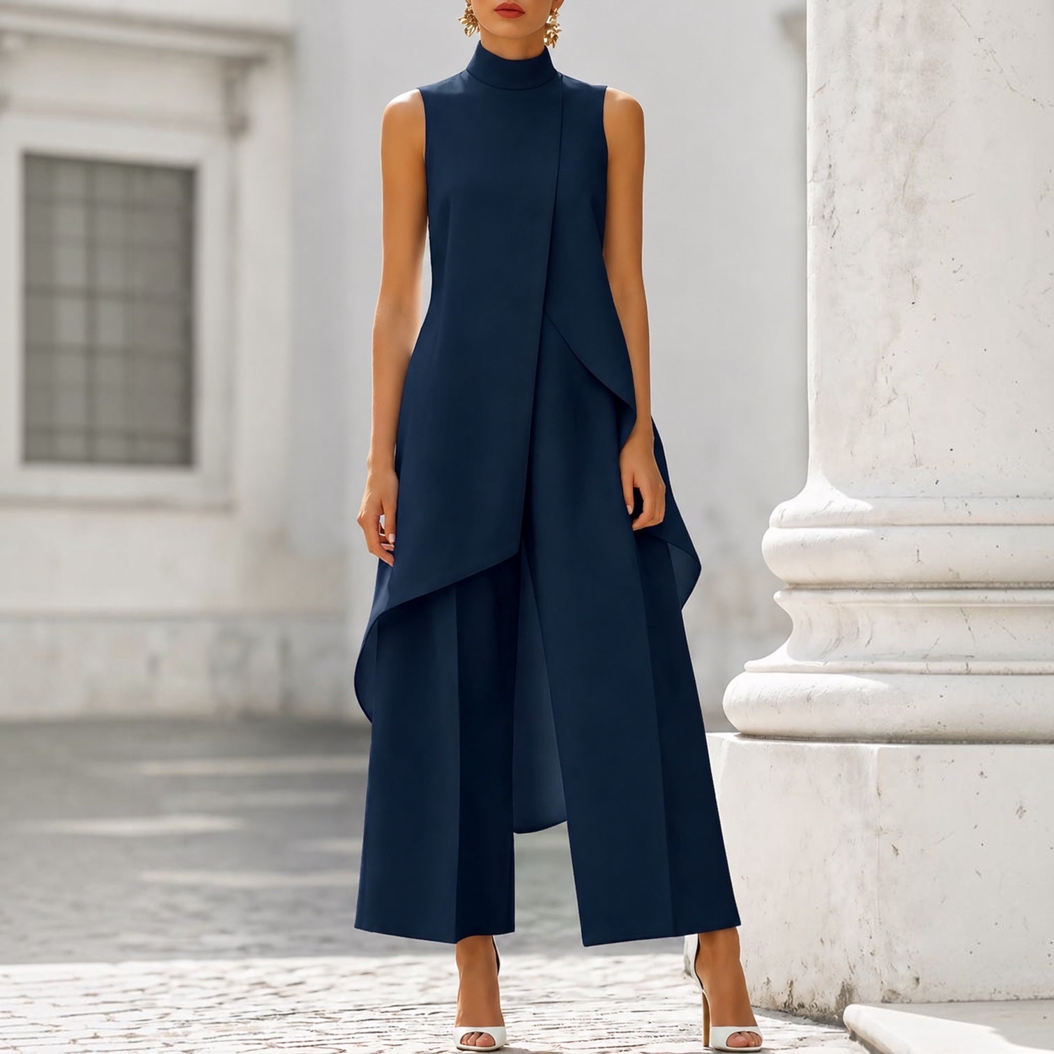 Trendé™ | Martina Elegantes ärmelloses Set mit weitem Bein