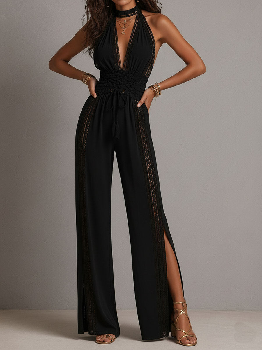 Trendé™ | Serena Boho-Jumpsuit mit Spitze und weitem Bein