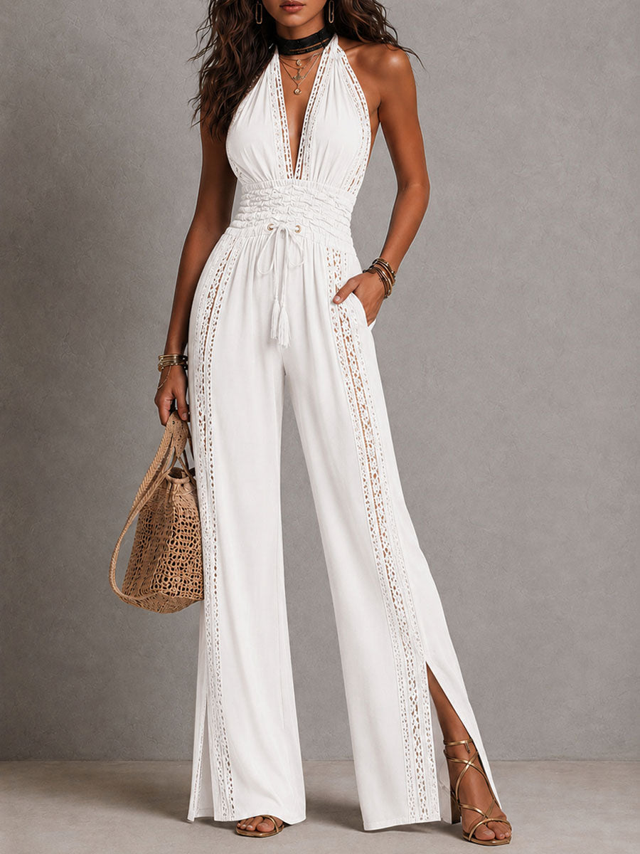 Trendé™ | Serena Boho-Jumpsuit mit Spitze und weitem Bein