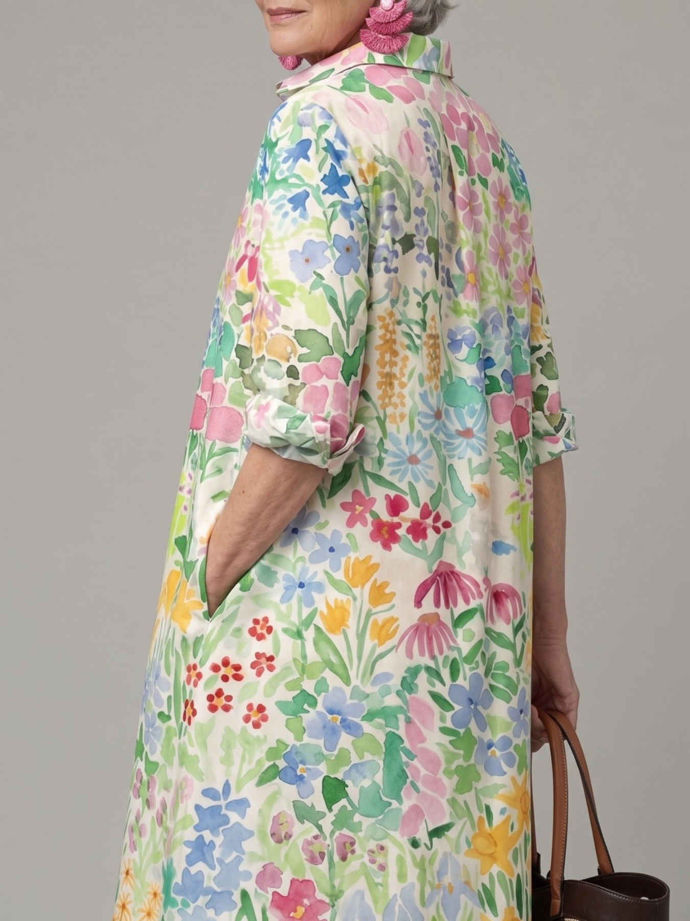Trendé™ | Paige Gepflegtes Midi-Kleid mit Blumenmuster